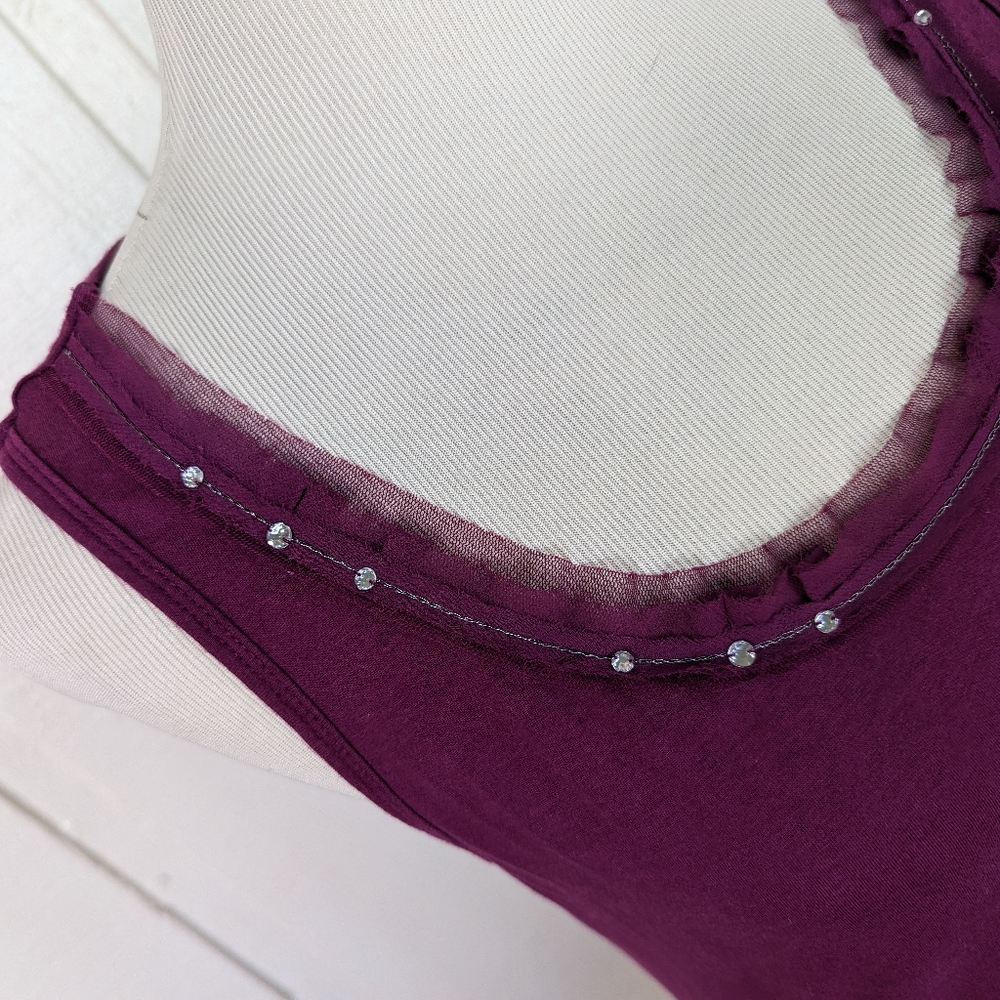 Ann Taylor Fuchsia Pink Tank with Rhinestones